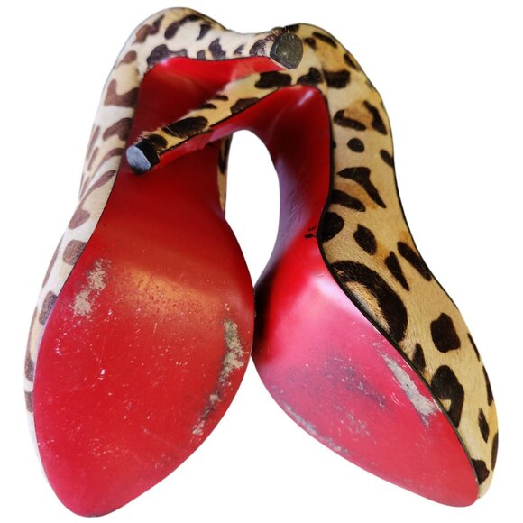 Christian Louboutin Cheetah Print Pony Hair-On Platform Heels Size 8 US / 38 EU - Picture 15 of 16